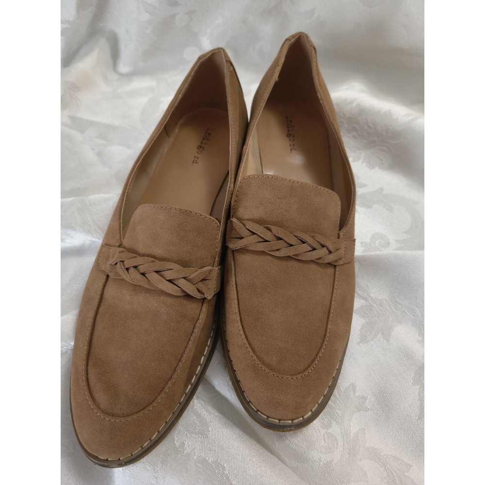 Indigo Rd. Raven Women 8.5M Faux Suede,Braid Across Top Slip on Career Loafer